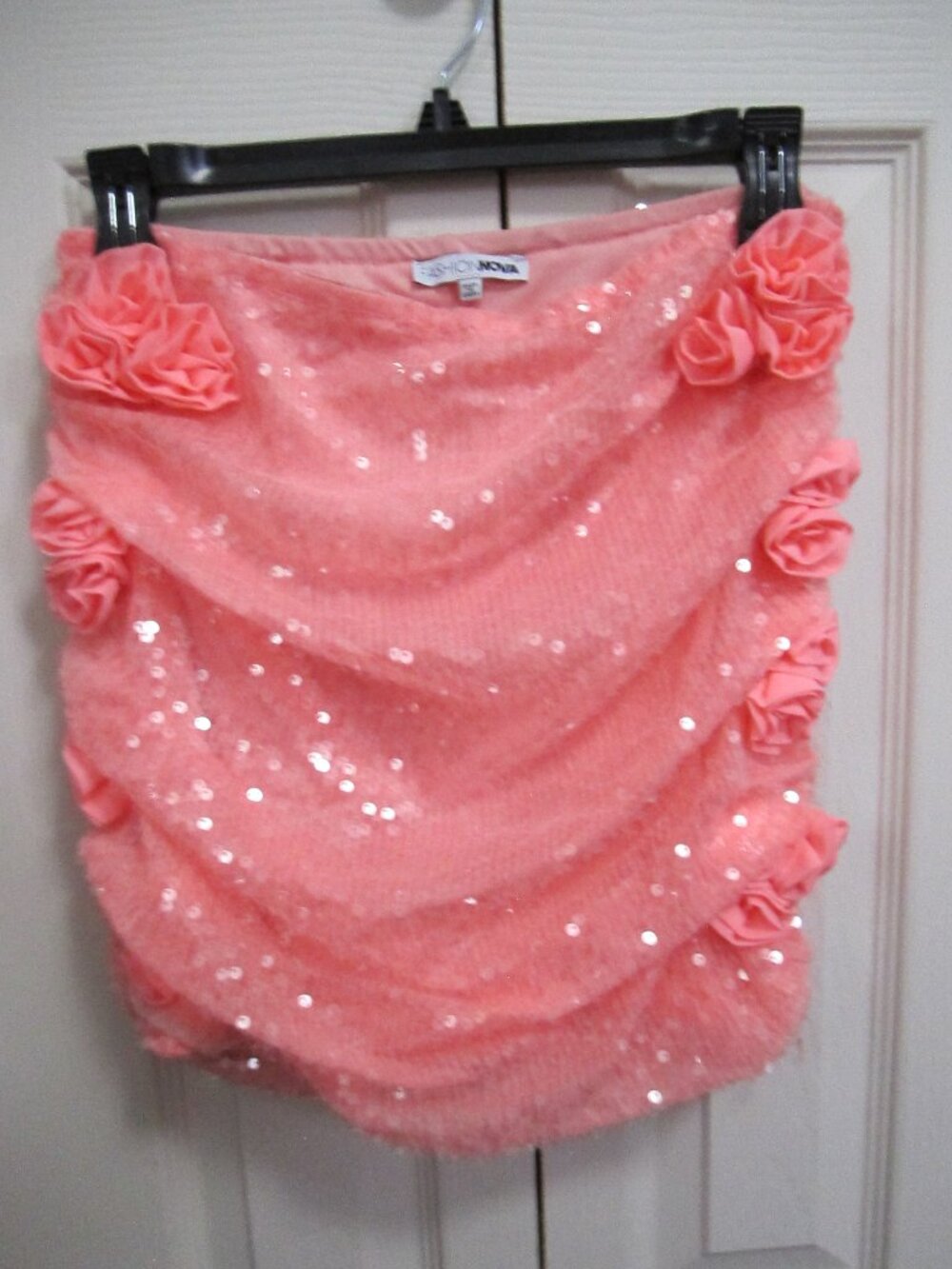 Fashion Nova Radiant Rose Sequin Skirt Size L